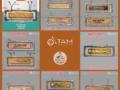 Bảng hiệu gỗ khung củi quấn dây thừng [Mộc mạc - Theo yêu cầu] YC-BANGHIEU-02